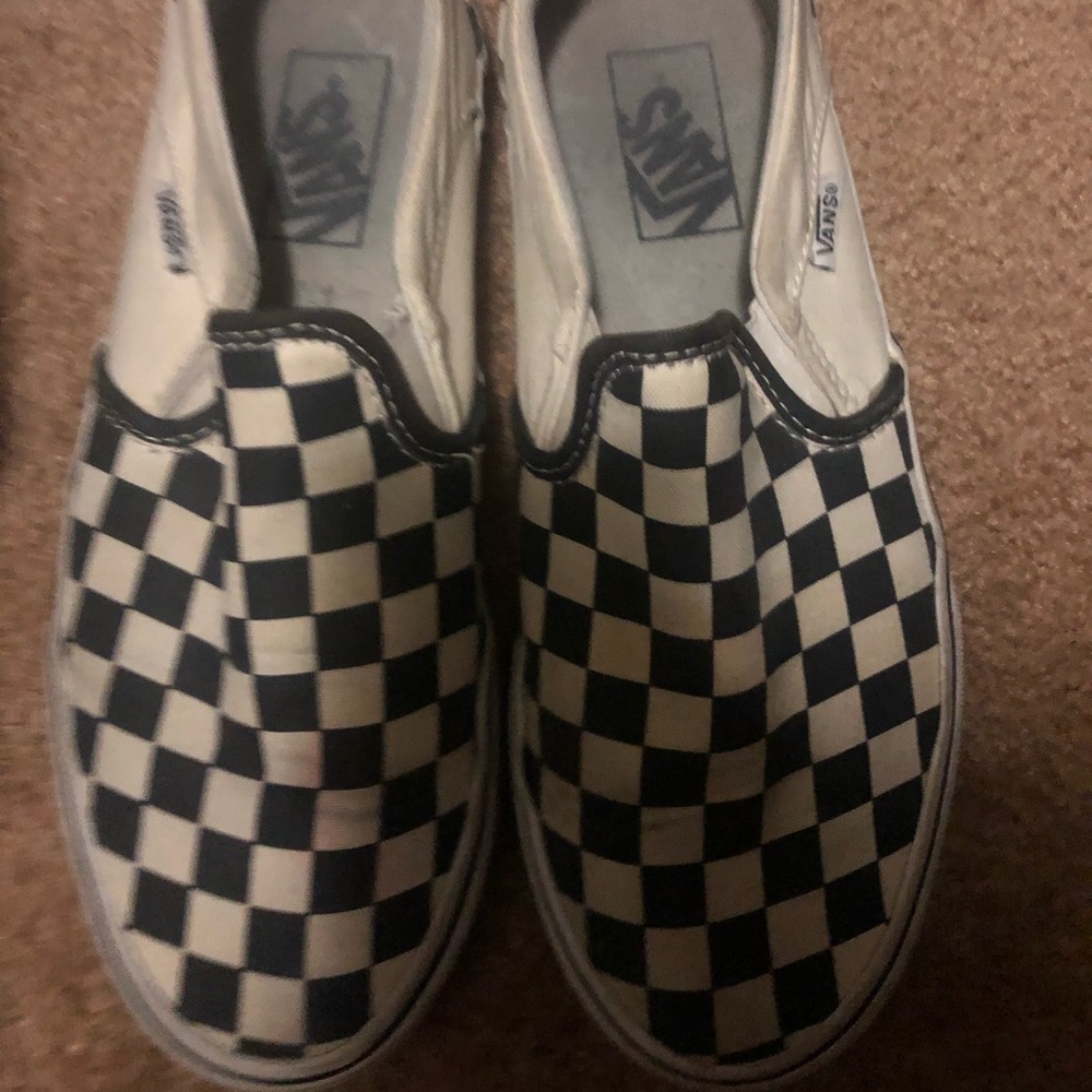 Checkered slip on vans